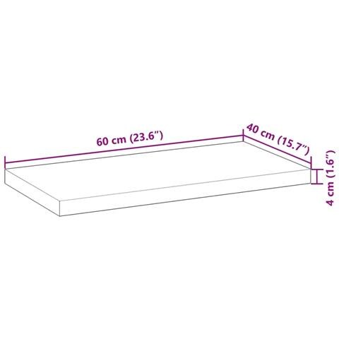 Piano per Tavolo 60x40x4 cm Rettangolare Legno Massello Acacia - Foto 9