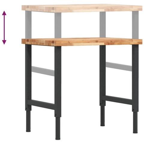 Banco Lavoro 80x60x(73-99,5) cm Legno di Acacia Rettangolare - Foto 9