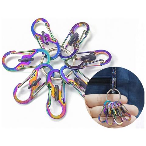 Moschettoni Colorati A Forma Di 8 Con Blocco - Set Da 8 Mini Moschettoni A S In Acciaio Inossidabile - Foto 1
