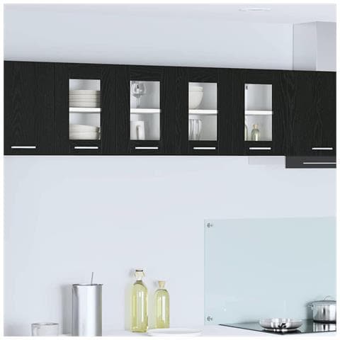 Armadio pensile con porta Riga Rovere Nero 60 x 31 x 40 cm - Foto 2