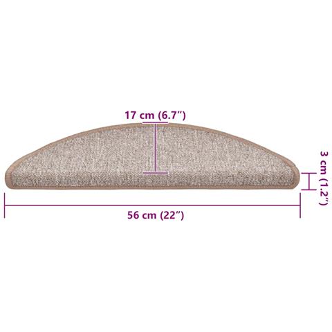 Tappetini per scale 20 pz 56x17x3 cm Marrone chiaro Semicircolari - Foto 8