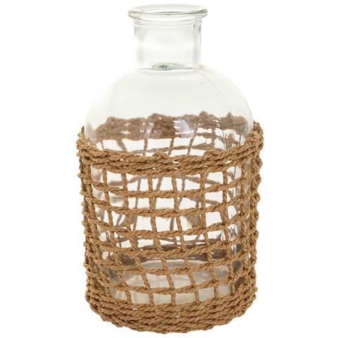 Vaso In Vetro E Corda In Carta Marrone D11x19,5h - Foto 1