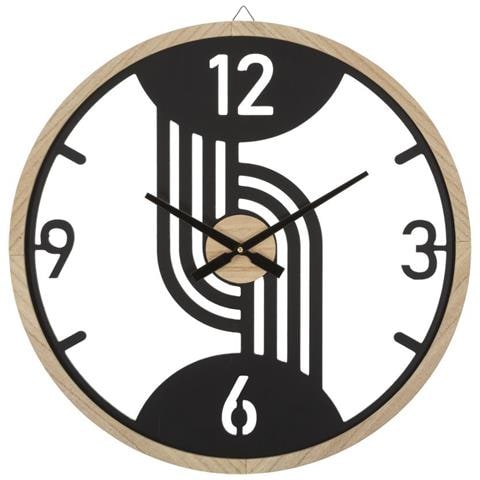 Orologio Da Parete Clips In Ferro Nero E Legno - Foto 1