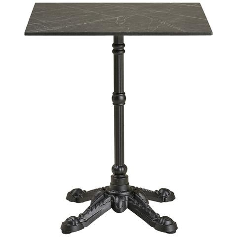 Tavolino Bistrot In Ghisa Effetto Marmo Grigio Scuro Con Base Ornamentale Nera - Foto 1