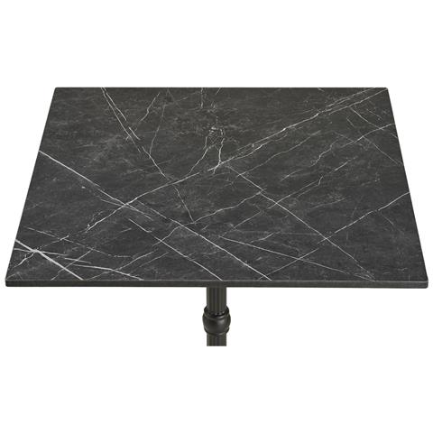 Tavolino Bistrot In Ghisa Effetto Marmo Grigio Scuro Con Base Ornamentale Nera - Foto 2