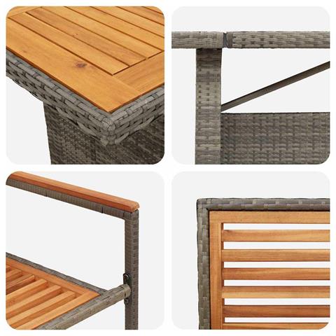 Set da Pranzo per Giardino 9 pcs Grigio e Marrone polyrattan - Foto 9