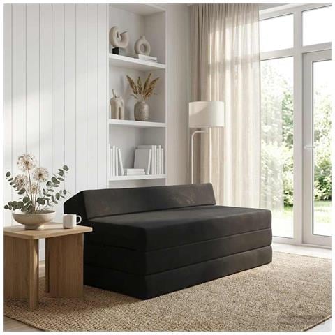 Divano Letto Pieghevole Nero 120 x 60 x 49 cm Tessuto - Foto 2