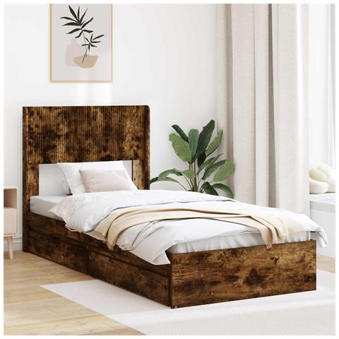 Struttura del letto con stoccaggio e testata Rovere Fumo - Foto 2