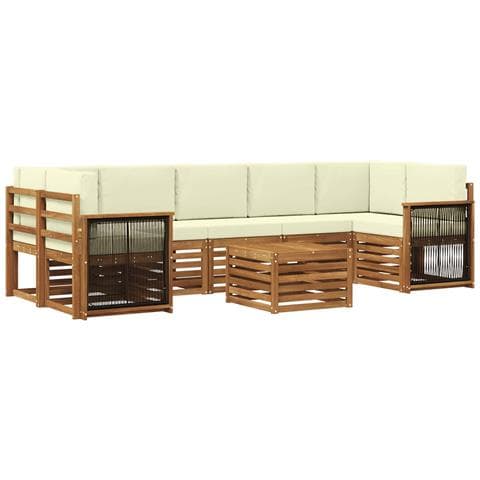 Set di divani da esterno con cuscino 8 pcs Naturale e Crema - Foto 1