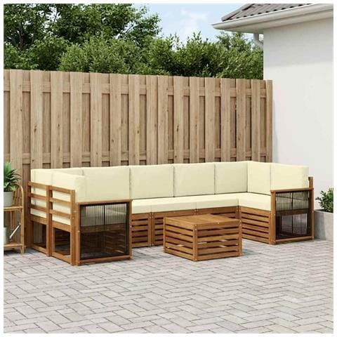 Set di divani da esterno con cuscino 8 pcs Naturale e Crema - Foto 2