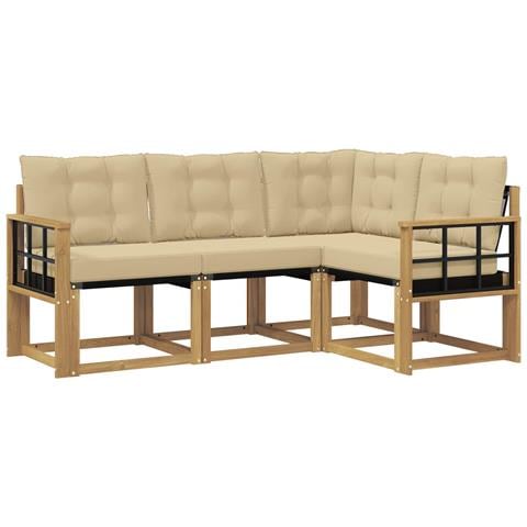 Set di divani da esterno con cuscino 4 pcs Bianco e Beige - Foto 1