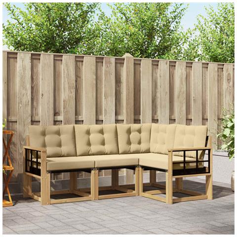 Set di divani da esterno con cuscino 4 pcs Bianco e Beige - Foto 2