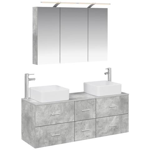 Set di mobili per il bagno 4 pcs Grigio Cemento - Foto 1