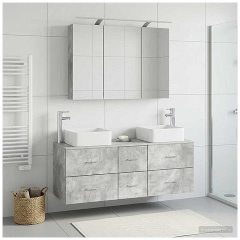 Set di mobili per il bagno 4 pcs Grigio Cemento - Foto 2