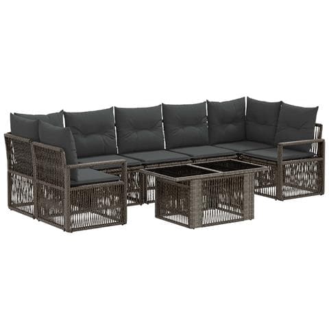 Set Divano da Giardino 8 pz Grigio e Grigio Scuro polyrattan - Foto 1
