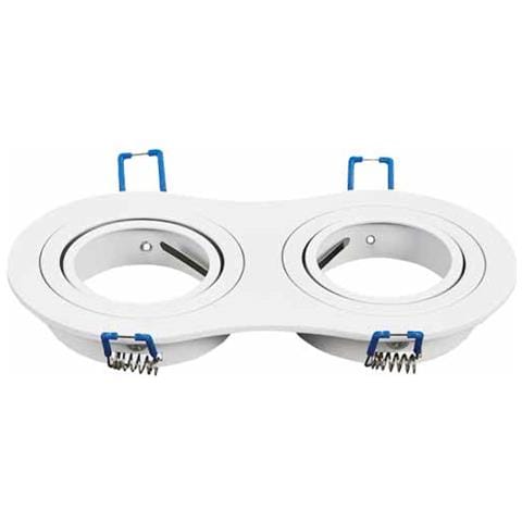 Porta Faretti Led Gu10 Incasso Orientabile Doppio Rotondo Alluminio Bianco Vt-783 3601 - Foto 2