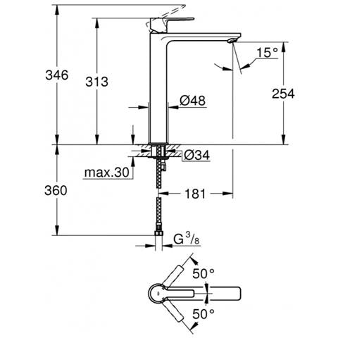 Miscelatore Alto Lavabo Lineare New 23405001 Cromo - Foto 2