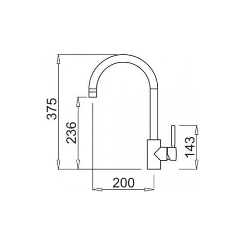Miscelatore Monocomando con canna girevole Cloud 20x37 cm Granitek Colore Grigio Cemento 48 - Foto 2