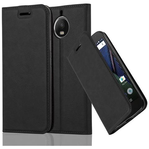 Custodia Compatibile Con Motorola Moto G5s Plus In Nero Di Notte - Coperchio Protettiva Con Chiusura Magnetica, Funzione Stand E Tasca Per Le Carte - Foto 1