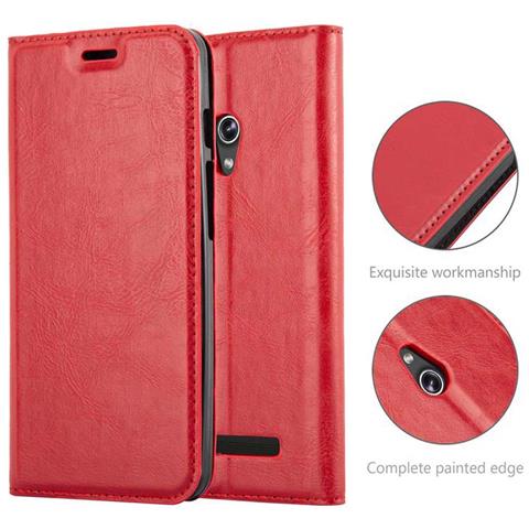 Custodia Compatibile Con Asus Zenfone 5 2014 In Rosso Mela - Coperchio Protettiva Con Chiusura Magnetica, Funzione Stand E Tasca Per Le Carte - Foto 8