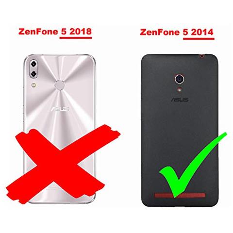 Custodia Compatibile Con Asus Zenfone 5 2014 In Rosso Mela - Coperchio Protettiva Con Chiusura Magnetica, Funzione Stand E Tasca Per Le Carte - Foto 2