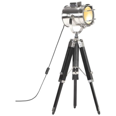 Lampada A Treppiede A Pavimento Nera In Legno Di Mango 69 Cm - Foto 1