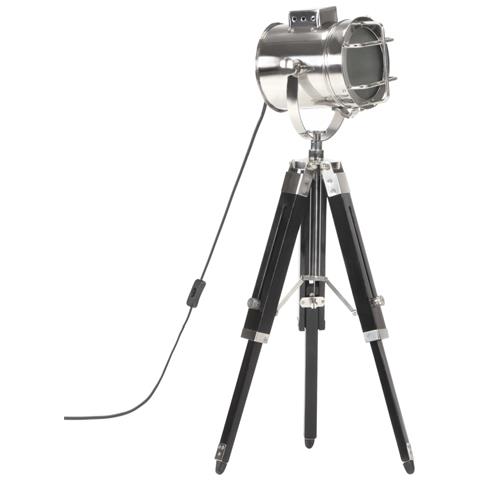 Lampada A Treppiede A Pavimento Nera In Legno Di Mango 69 Cm - Foto 10