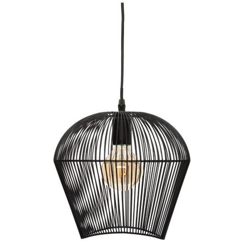 Lampada A Sospensione In Metallo Cablato - H 25 Cm - Nero - Foto 1