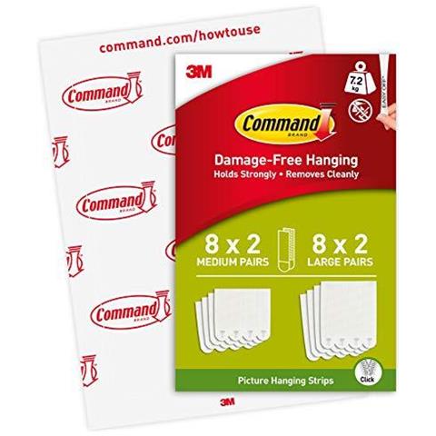 Comando Medie E Grandi Quadro Appeso Strisce 8 Coppie X Medio E 8 X Coppie Grande Bianco - Foto 1