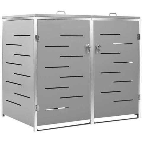 Copri Bidoni Pattumiera Doppia 138x77,5x112,5 cm Acciaio Inox - Foto 1