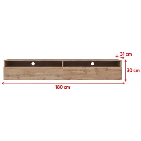 Rednaw - Mobile Tv / Mobile Soggiorno - Design Moderno - Rovere Wotan - 180 Cm - Foto 5