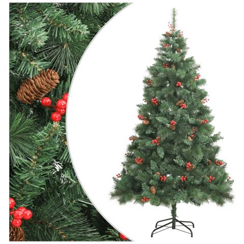 Albero Natale Artificiale Incernierato Con Pigne E Bacche 240cm - Foto 1