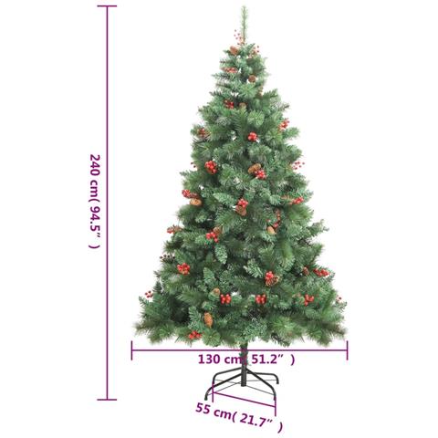 Albero Natale Artificiale Incernierato Con Pigne E Bacche 240cm - Foto 2