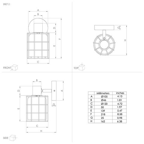 Applique Industrial Consaca 1 Luce Acciaio Nero - Foto 4