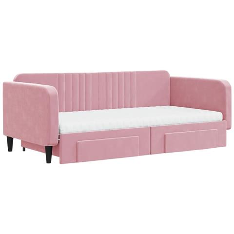 Divano Letto Estraibile Con Cassetti Rosa 100x200 Cm Velluto - Foto 9