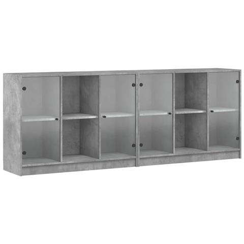 Libreria Con Ante Grigio Cemento 204x37x75 Cm Legno Multistrato - Foto 2