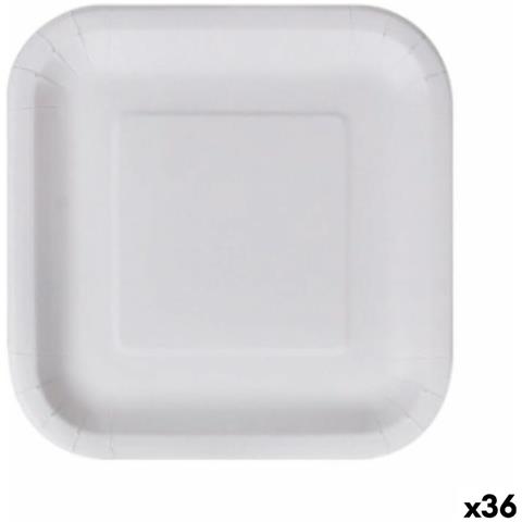 Set Di Piatti Algon Monouso Bianco Cartone Quadrato 23 Cm (36 Unità) - Foto 1