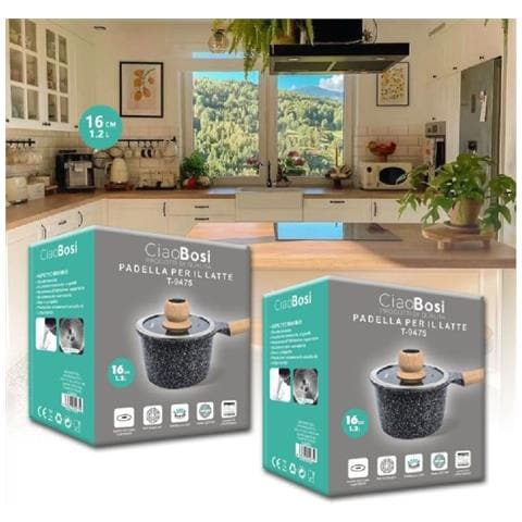 Trade Shop - Pentolino Padella Latte Pentola Bollilatte Con Manico Coperchio 16cm 1,2lt T-9475 - Foto 1