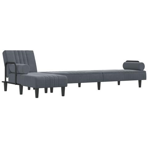 Divano Letto A L Grigio Scuro 260x140x70 Cm In Velluto - Foto 2