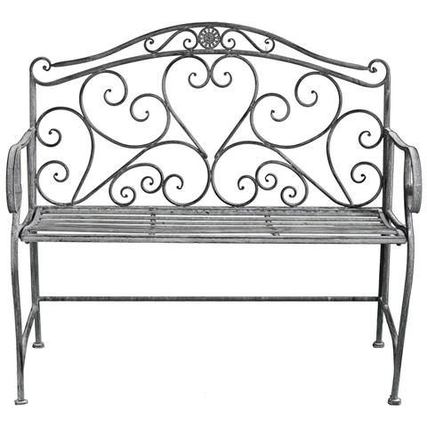 Panca 2 Posti Da Esterno Giardino Con Struttura In Acciaio Braccioli E Schienale Decorato Garden Elite - Foto 2