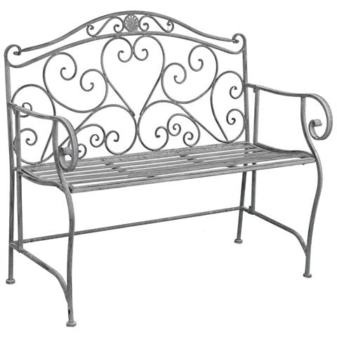 Panca 2 Posti Da Esterno Giardino Con Struttura In Acciaio Braccioli E Schienale Decorato Garden Elite - Foto 1