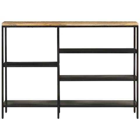 Tavolo Consolle 110x30x75cm Legno Massello Mango Grezzo E Ferro - Foto 2