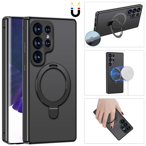 Custodia Protettiva Magnetica Per Telefono Con Protezione Dello Schermo Con Supporto Black Samsung S22ultra - Foto 1