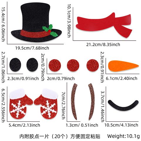 Adesivi Per Porte Natalizi, Adesivi Grandi Pupazzi Di Neve, Decorazioni Per Porte Natalizie Multicolor - Foto 3