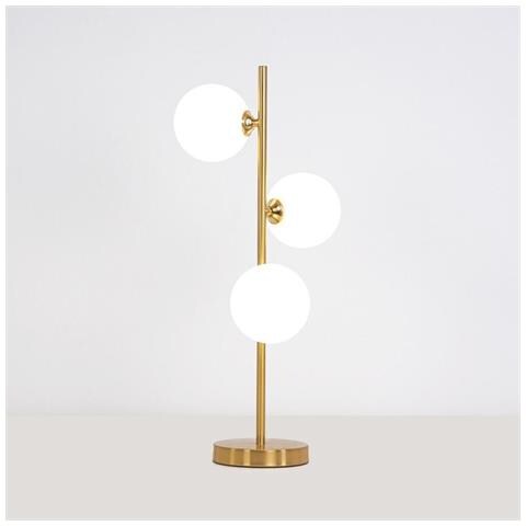 Lampada Da Tavolo Terra 3 Sfere Sfera In Vetro Bianco Stelo G9 Lume Bronzo D33 - Foto 2
