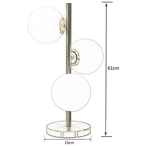Lampada Da Tavolo Terra 3 Sfere Sfera In Vetro Bianco Stelo G9 Lume Bronzo D33 - Foto 5