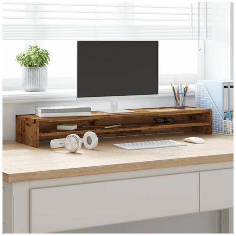 Supporto Per Monitor Legno Antico 100x24x13cm Legno Multistrato - Foto 3