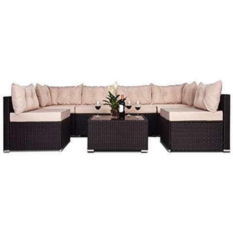 Nacula Set Di Mobili Da Giardino Modulari A 6 Posti In Resina Intrecciata - Nero - Foto 2