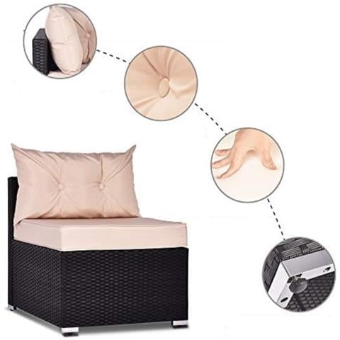 Nacula Set Di Mobili Da Giardino Modulari A 6 Posti In Resina Intrecciata - Nero - Foto 5