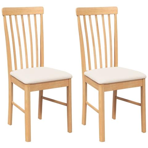 Sedie da Pranzo con Cuscini 2 pz in Legno Massello di Hevea - Foto 1